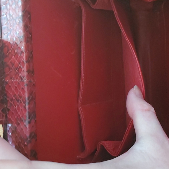 🌟Final🌟 RARE 1940s Bass Python Snakeskin Genuine Reptiles Red Quilted Satchel. - Picture 11 of 16